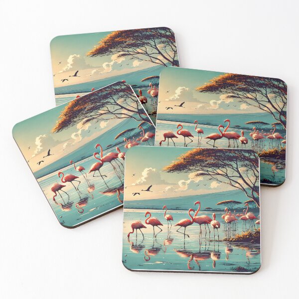 Item preview, Vibrant Flamingos of lake with vibrant colors designed and sold by inkNext.