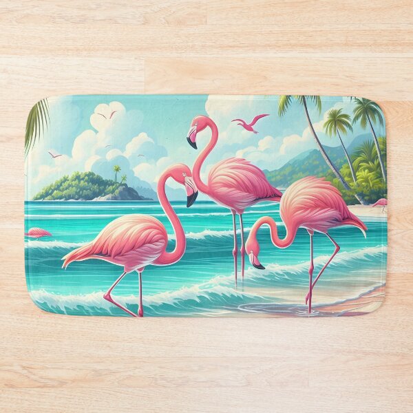 Item preview, Radiant flamingos on pristine waters designed and sold by inkNext.