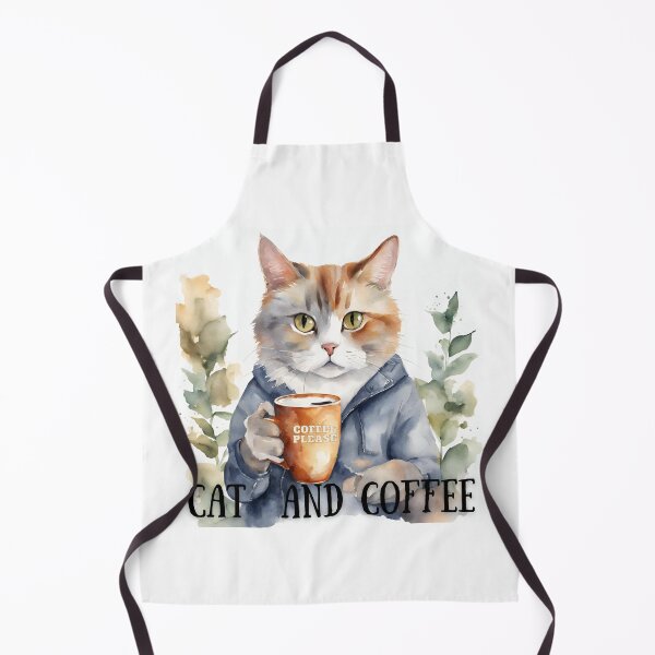 Item preview, Cat drinking coffee designed and sold by Wild-way Art.