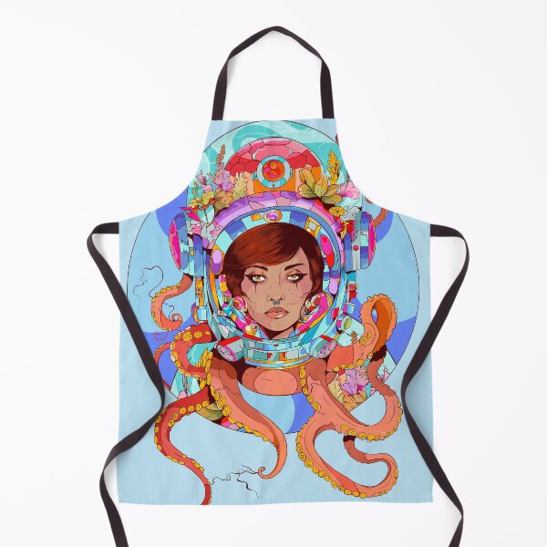 Item preview, Octupus illustration - space girl with tentacles - maximalist dopamine decor design designed and sold by marlenaki.