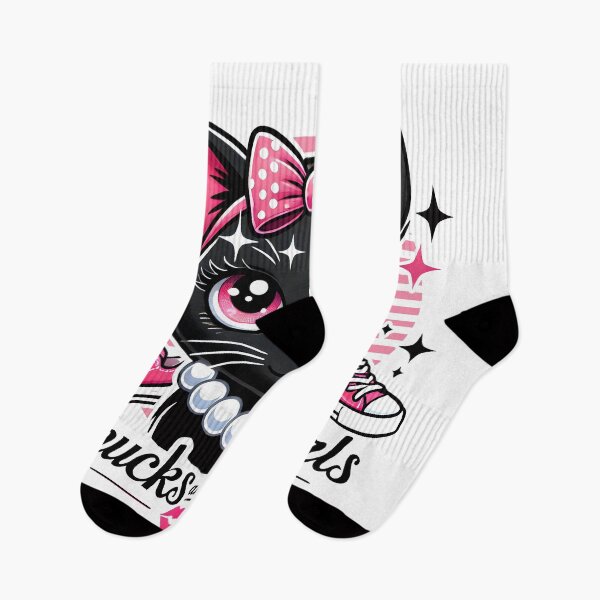 Item preview, Chucks and Pearls Kawaii Black Cat with Pink Bow and Sneakers  designed and sold by DrawHandArt.