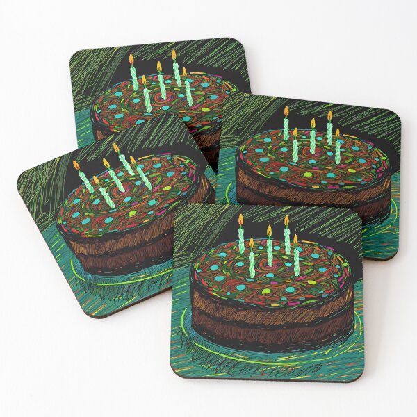 Item preview, Happy Birthday Chocolate Cake Colorful Artistic Food Illustration  designed and sold by ART ATTACK ZONE.