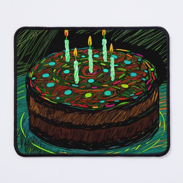 Item preview, Happy Birthday Chocolate Cake Colorful Artistic Food Illustration  designed and sold by ART ATTACK ZONE.