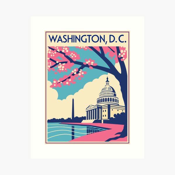 Item preview, Washington, D.C. - Vintage Travel Poster – Cherry Blossoms designed and sold by EnjoyaGift.