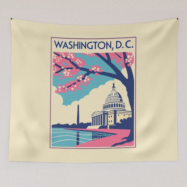 Item preview, Washington, D.C. - Vintage Travel Poster – Cherry Blossoms designed and sold by EnjoyaGift.