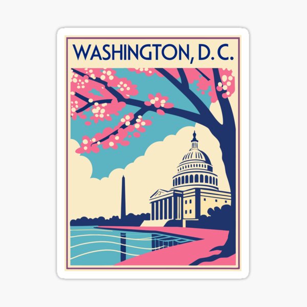 Vista previa del artículo con la obra «Washington, D.C. - Vintage Travel Poster – Cherry Blossoms», diseñado y vendido por EnjoyaGift.