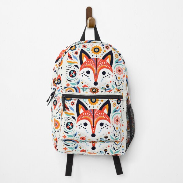 Item preview, Scandinavian Folk Art Rainbow Animals - Cute Colourful Fox Face by heidiannemorris designed and sold by FOLK ART FUSION by heidiannemorris.