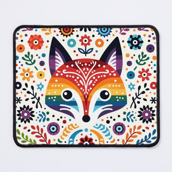 Item preview, Scandinavian Folk Art Rainbow Animals - Cute Colourful Fox Face by heidiannemorris designed and sold by FOLK ART FUSION by heidiannemorris.