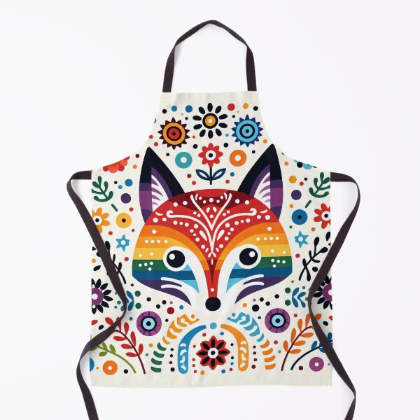 Item preview, Scandinavian Folk Art Rainbow Animals - Cute Colourful Fox Face by heidiannemorris designed and sold by FOLK ART FUSION by heidiannemorris.