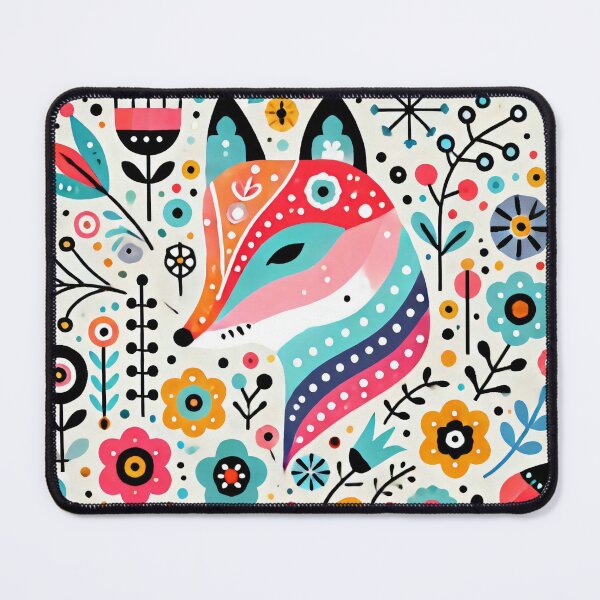Item preview, Scandinavian Folk Art Rainbow Animals - Cute Colourful Fox by heidiannemorris designed and sold by FOLK ART FUSION by heidiannemorris.