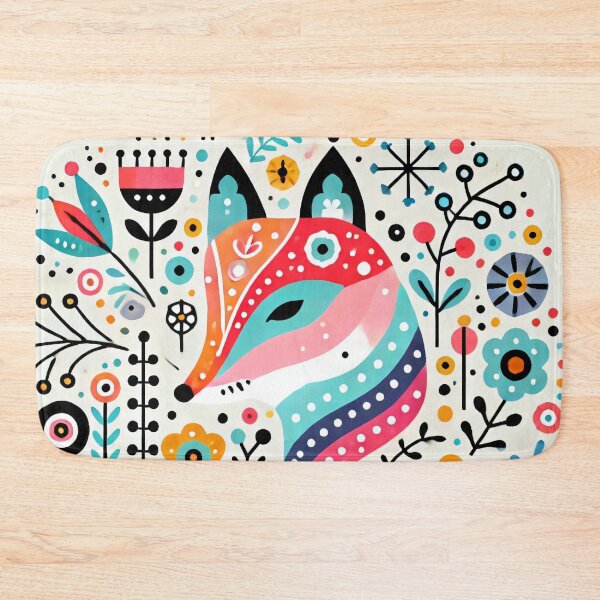 Item preview, Scandinavian Folk Art Rainbow Animals - Cute Colourful Fox by heidiannemorris designed and sold by FOLK ART FUSION by heidiannemorris.