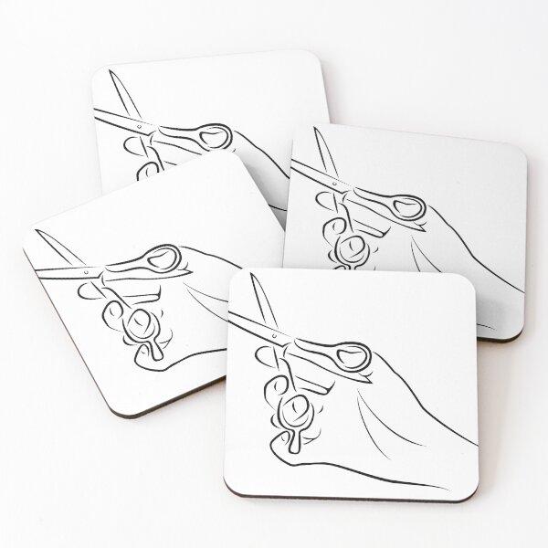 Item preview, Minimal line art drawing of hand holding hairdressing scissors designed and sold by DesignWiseTeam.