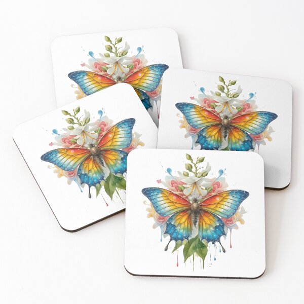 Item preview, Siderone galan beautiful colorful butterfly within watercolor flowers designed and sold by Ann Miu Deluxe.