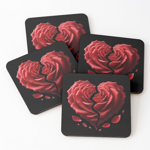 Item preview, Broken Heart-shaped Rose, Black Background, Big Pattern designed and sold by Gaborai.