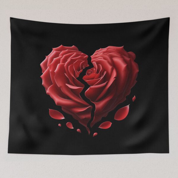 Item preview, Broken Heart-shaped Rose, Black Background, Big Pattern designed and sold by Gaborai.