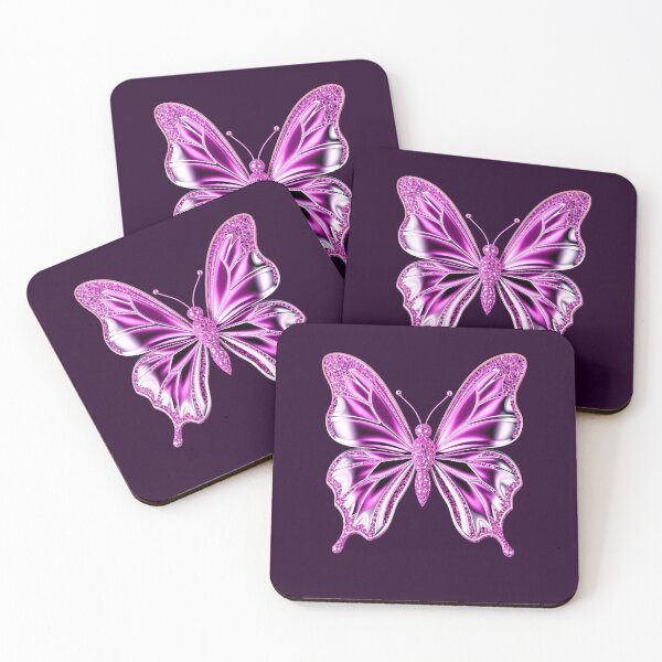 Item preview, y2k metallic Pink Glittery Butterfly designed and sold by svarupa.