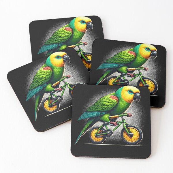 Item preview, Yellow Headed Parrot Bird Riding Bike Biker Bicycle Lover Biking designed and sold by Kimberley King Art  King Art.