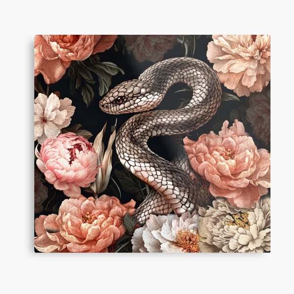 Item preview, Mystic Black Snake l Serpent in Bloom designed and sold by TheBotanicHues.