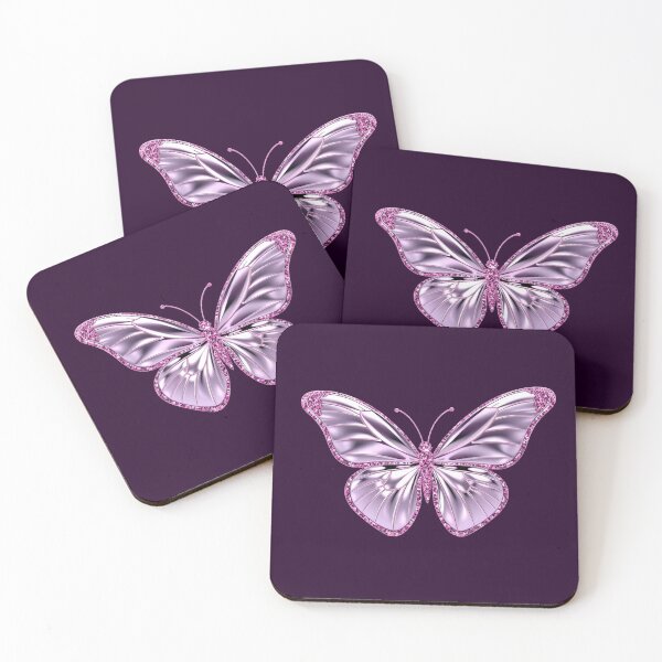 Item preview, y2k metallic Pink Glittery Butterfly designed and sold by svarupa.