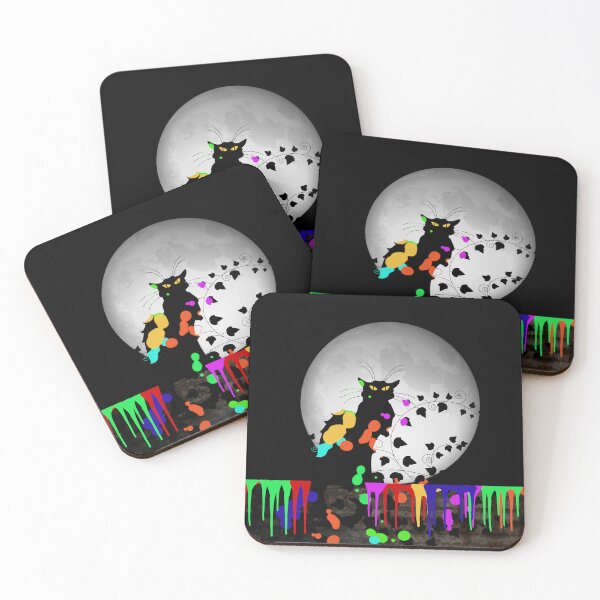 Item preview, Chat Noir Holi Hai with Full Moon designed and sold by HolidayBug.