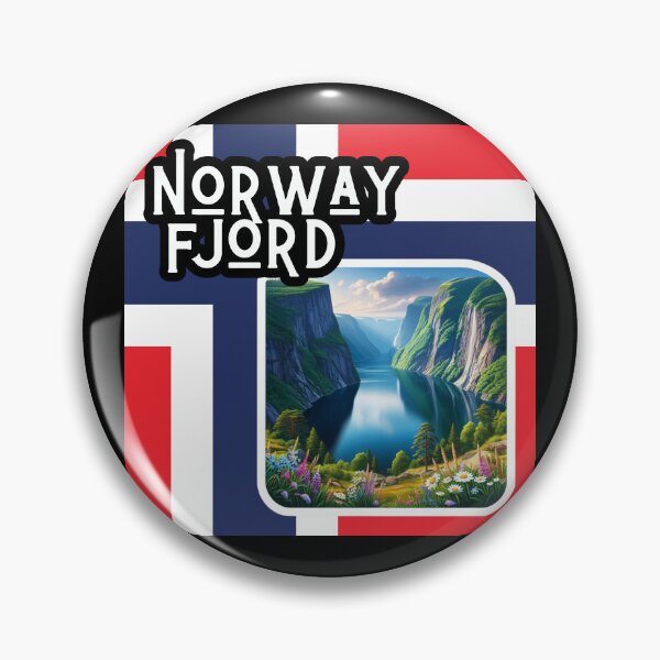 Item preview, Stunning Norway Fjord Landscape with Norwegian Flag designed and sold by Psycho-Crazy.