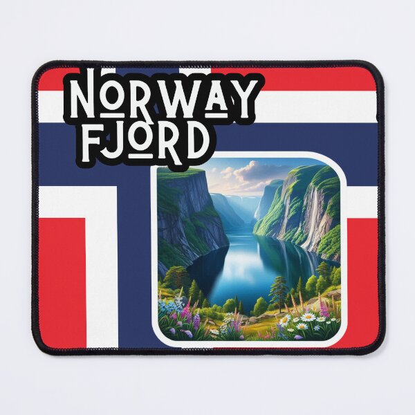 Item preview, Stunning Norway Fjord Landscape with Norwegian Flag designed and sold by Psycho-Crazy.