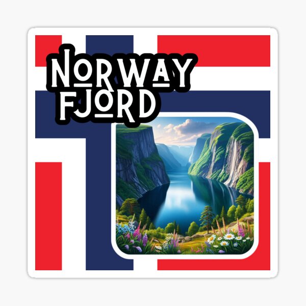 Item preview, Stunning Norway Fjord Landscape with Norwegian Flag designed and sold by Psycho-Crazy.