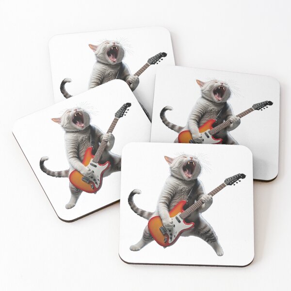 Item preview, Rock Cat Playing Guitar, Funny Guitar Cat, Cat Lover Gift designed and sold by NobelT.