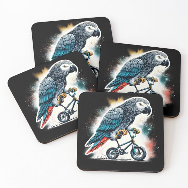 Item preview, African Grey Parrot Bird Riding Bike Biker Bicycle Lover Biking designed and sold by Kimberley King Art  King Art.
