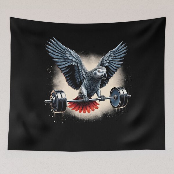 Item preview, Funny African Grey Parrot Deadlift Weightlifting Fitness Gym Lover designed and sold by Kimberley King Art  King Art.