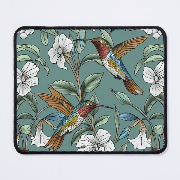 Item preview, Teal Hummingbird Floral Pattern designed and sold by kansaikate.