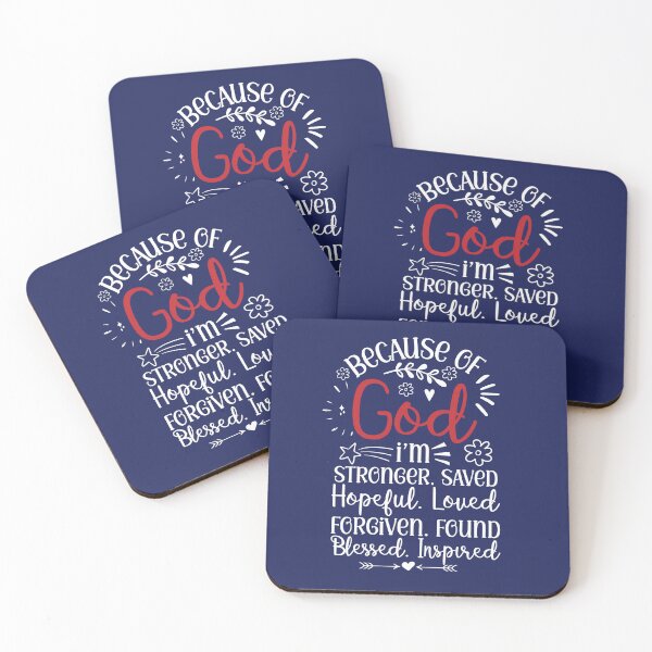 Item preview, Because Of God I'm Stronger. Saved. Hopeful. Loved. Forgiven. Found. Blessed. Inspired. designed and sold by Roland1980.