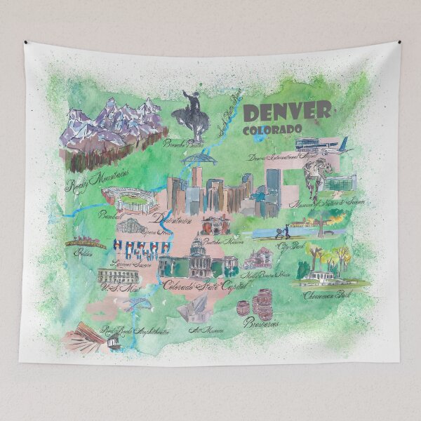 Item preview, Denver Colorado Map Travel Poster Overview Best Of Typical Highlights designed and sold by artshop77.