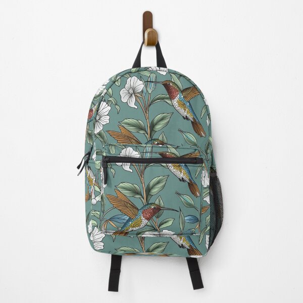 Item preview, Teal Hummingbird Floral Pattern designed and sold by kansaikate.