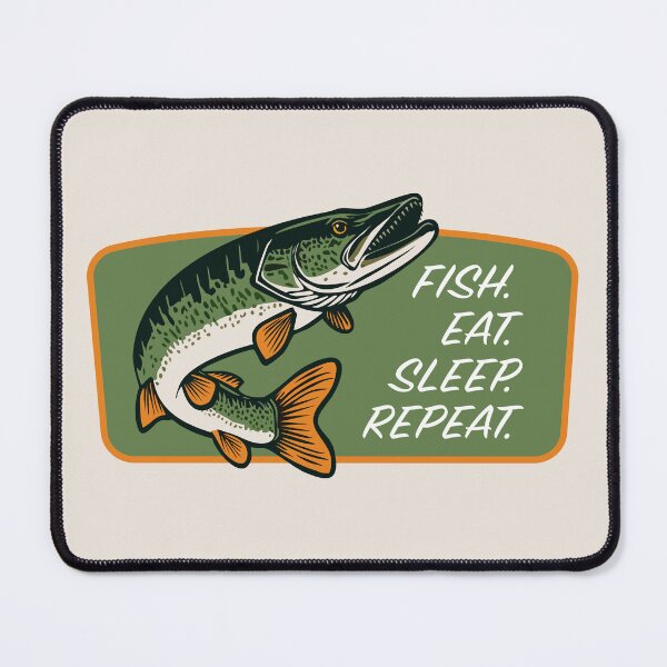 Item preview, Musky Fish Eat Sleep Repeat Badge designed and sold by BlueSkyTheory.