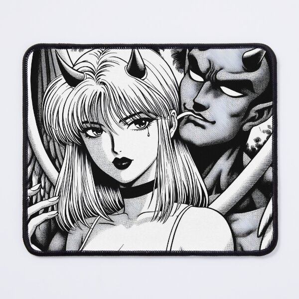 Item preview, Black and White Angelic and Demonic Duality Illustration designed and sold by PandaTShirtShop.
