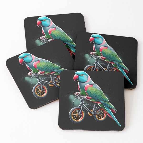 Item preview, Indian Ringneck Parrot Bird Riding Bike Biker Bicycle Lover Biking designed and sold by Kimberley King Art  King Art.