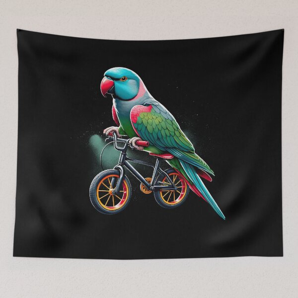 Item preview, Indian Ringneck Parrot Bird Riding Bike Biker Bicycle Lover Biking designed and sold by Kimberley King Art  King Art.