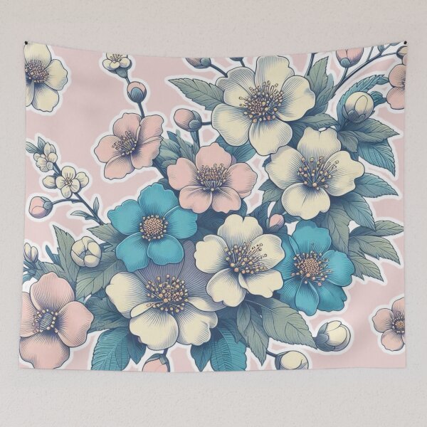 Item preview, Flowers, botanical, spring, floral pattern, cottagecore, japanese pop art designed and sold by Sugar Wisdom .