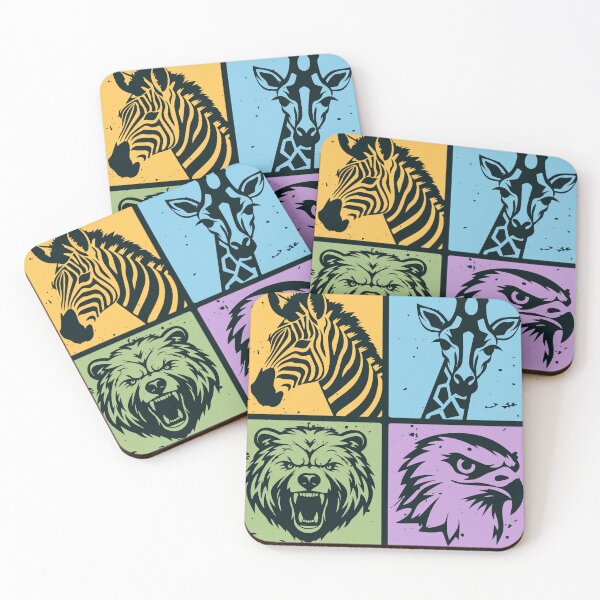 Item preview, New Retro - Animal Kingdom - Bear Eagle Zebra Giraffe designed and sold by TuncGK.