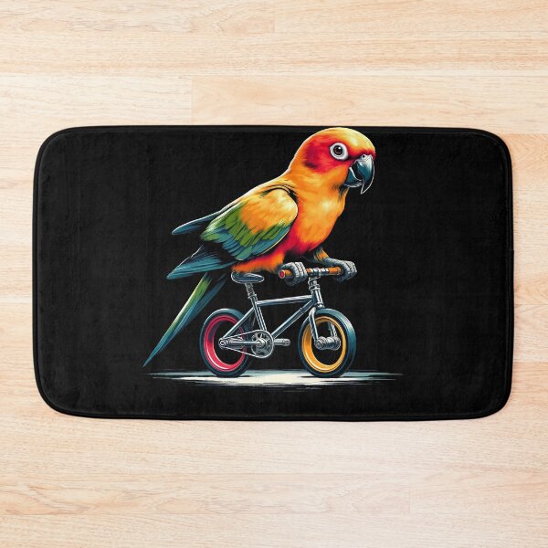 Item preview, Sun Conure Parrot Bird Riding Bike Biker Bicycle Lover Biking designed and sold by Kimberley King Art  King Art.