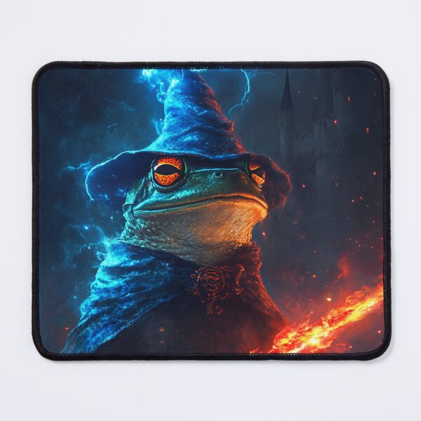 Item preview, Epic Fantasy Wizard Frog With Flaming Staff designed and sold by RockFireMerch.