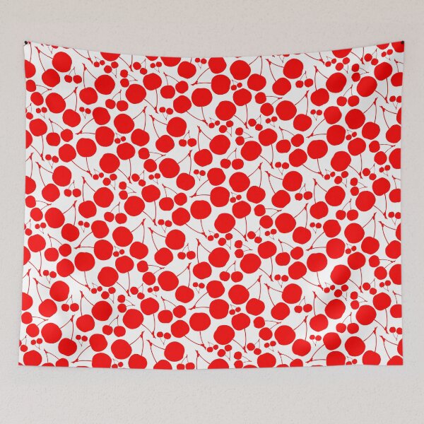 Item preview, Tossed Crabapple Duo Red on White Half-Drop designed and sold by Art in My Loft.