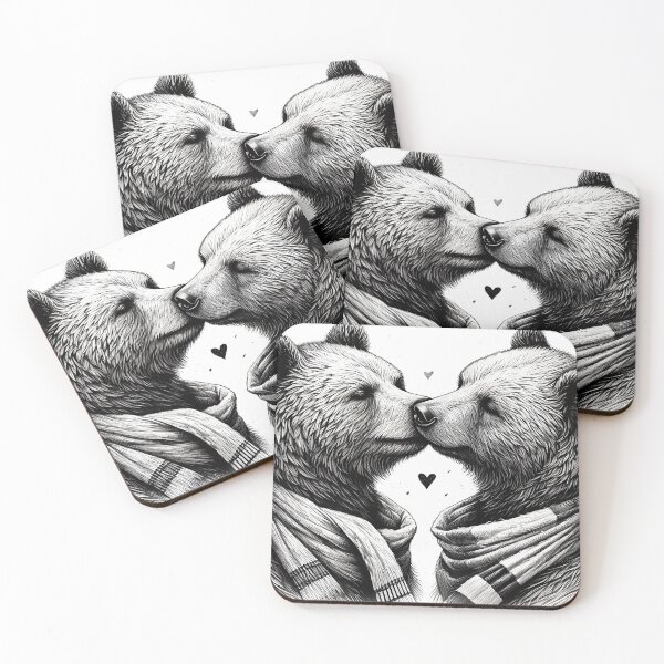 Item preview, Kissing bears with scarves designed and sold by Heidi25L.