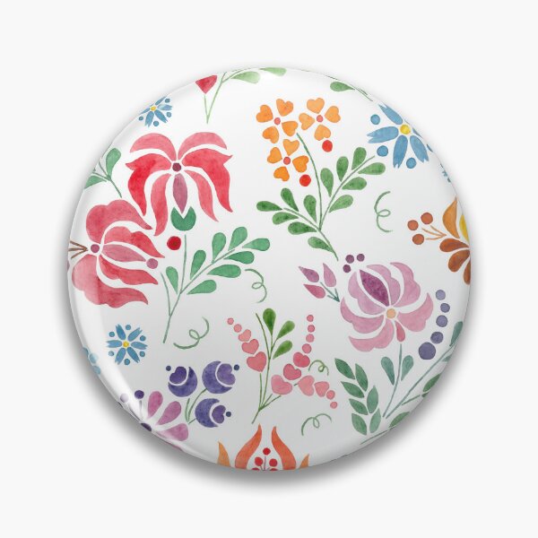 Item preview, Hungarian folk art watercolor flowers - white designed and sold by Blooming June Design.