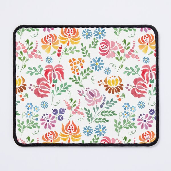Item preview, Hungarian folk art watercolor flowers - white designed and sold by Blooming June Design.