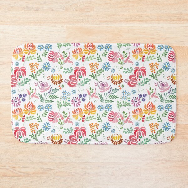 Item preview, Hungarian folk art watercolor flowers - white designed and sold by Blooming June Design.