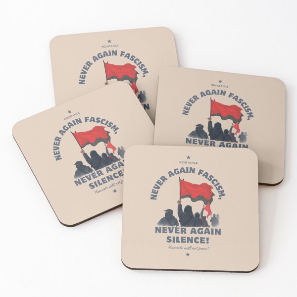 Item preview, never again fascism, never again silence, Anti fascism designed and sold by ComSol.