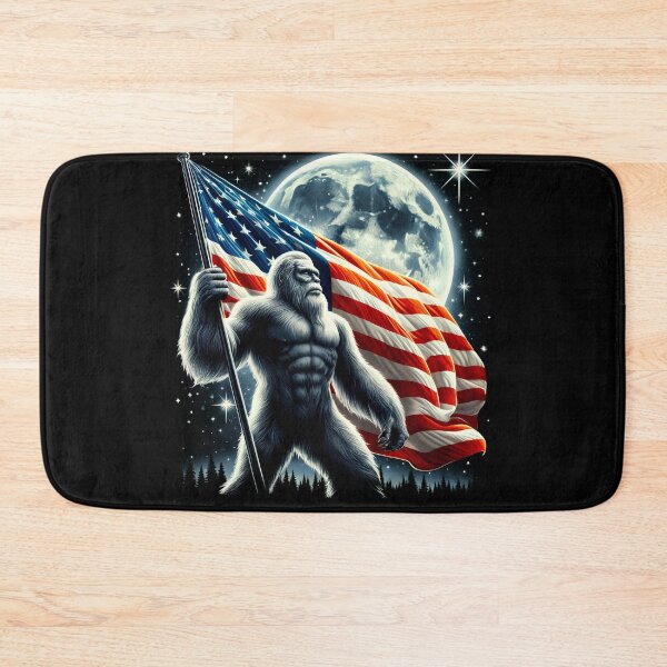 Item preview, Bigfoot Sasquatch Full Moon Patriotic American Flag designed and sold by Kimberley King Art  King Art.