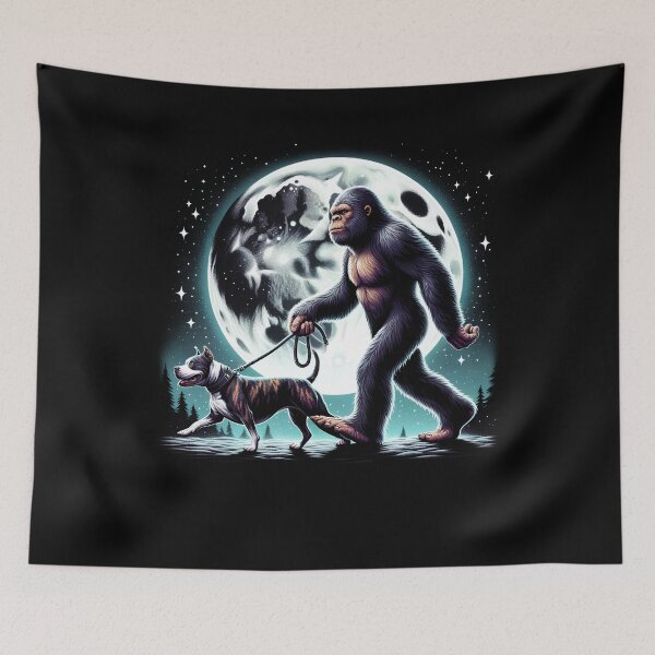 Item preview, Bigfoot Sasquatch American Staffordshire Terrier Walking Dog Lover Moon designed and sold by Kimberley King Art  King Art.